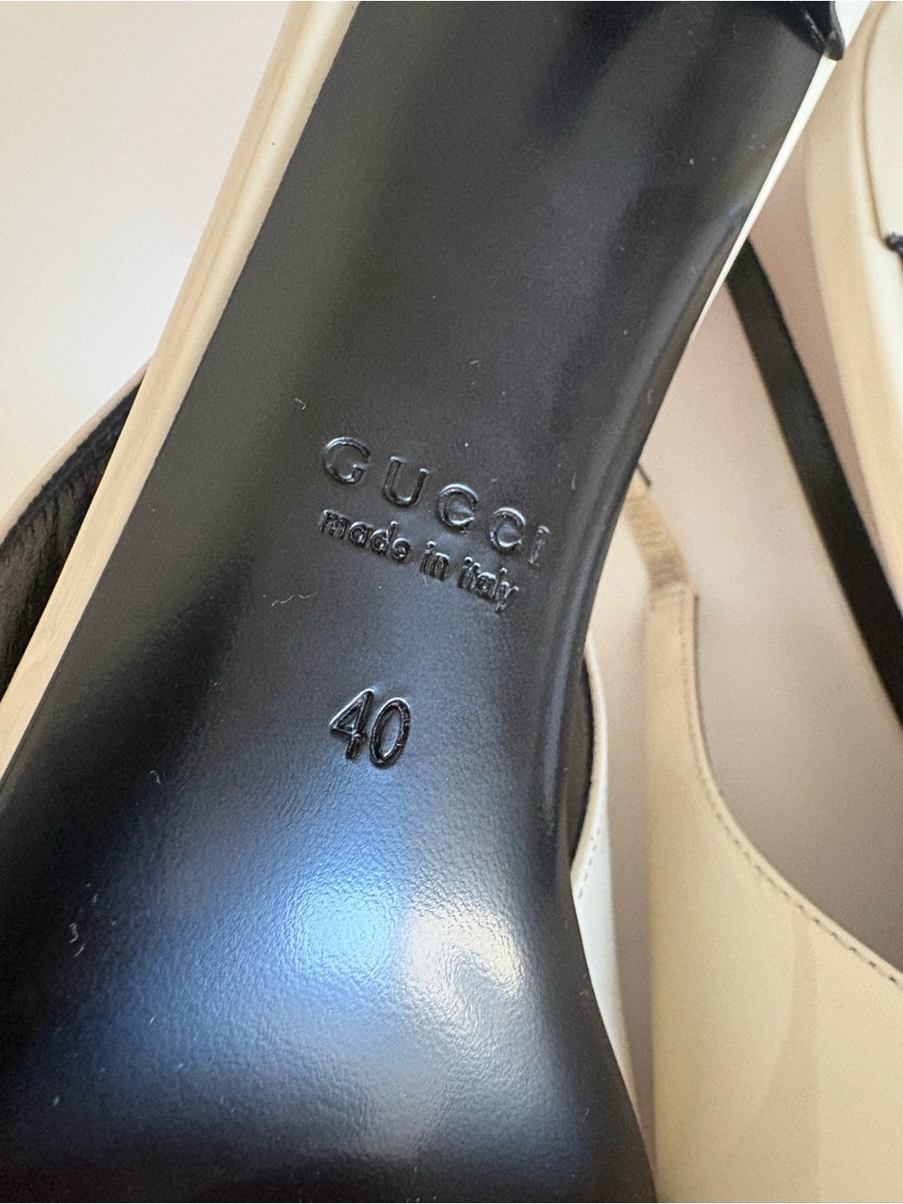 GUCCI Marina Slingback Pumps Ivory Patent Leather NEW Size 40 / US 10 - Picture 11 of 13